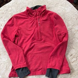 Reebok CrossFit half zip soft fleece pull on running top SizeL Red/ Dark Grey